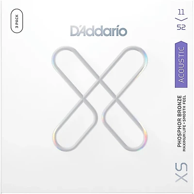 D'Addario XS Phosphor Bronze Coated Acoustic Guitar Strings 3-Pack -