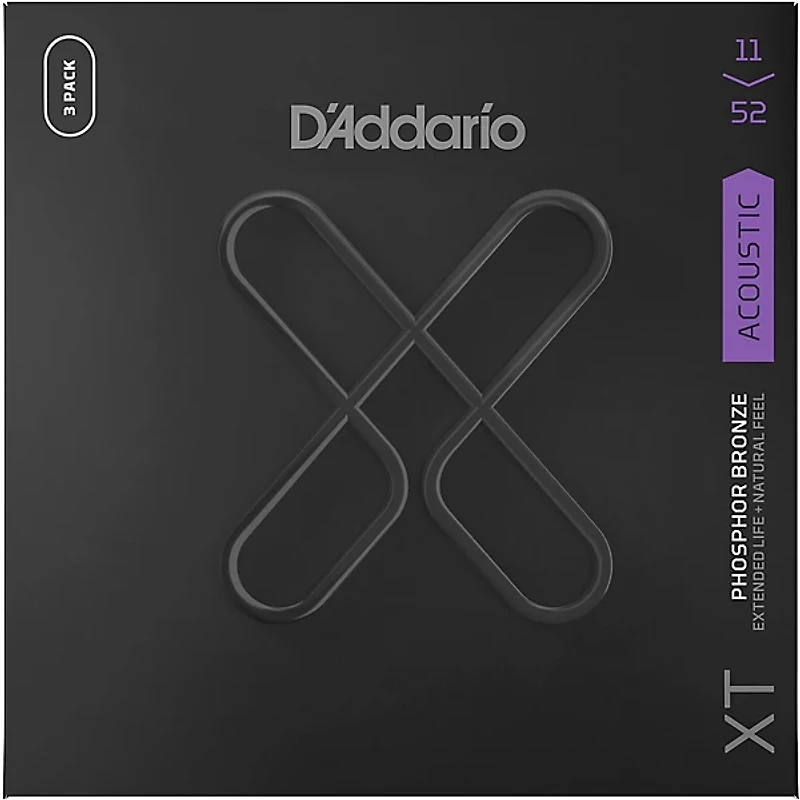 D'Addario XT Phosphor Bronze Coated Acoustic Guitar Strings 3-Pack 11 - 52