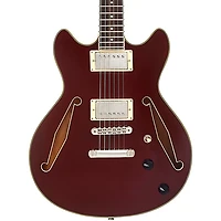 D'Angelico Excel Mini DC Tour Semi-Hollow Electric Guitar With Supro Bolt Bucker Pickups and Stopbar Tailpiece Solid Wine