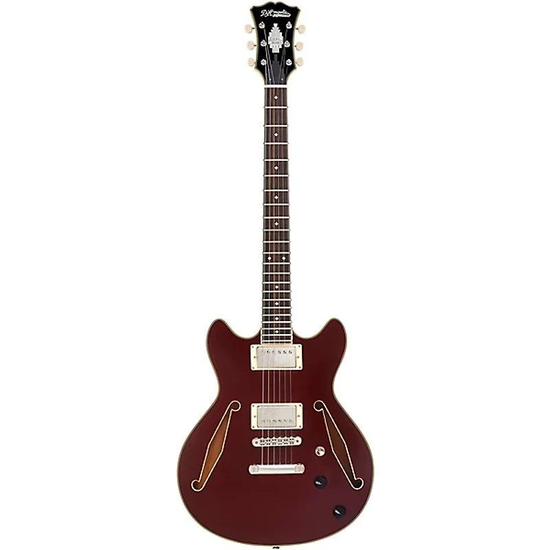 D'Angelico Excel Mini DC Tour Semi-Hollow Electric Guitar With Supro Bolt Bucker Pickups and Stopbar Tailpiece Solid Wine