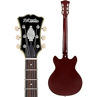 D'Angelico Excel Mini DC Tour Semi-Hollow Electric Guitar With Supro Bolt Bucker Pickups and Stopbar Tailpiece Solid Wine