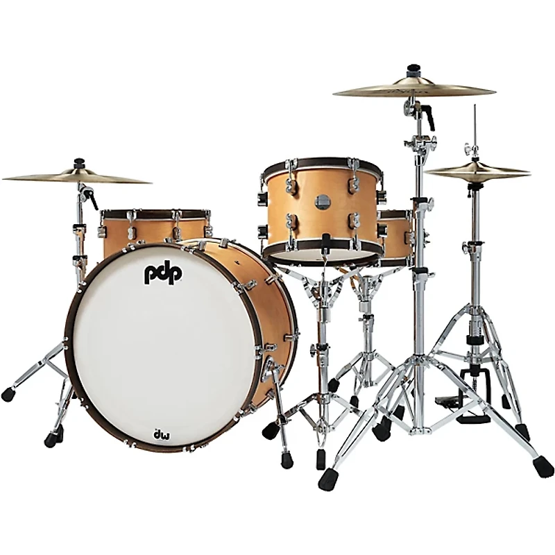 PDP by DW Concept Classic 3-Piece Shell Pack with 24 in. Bass Drum and Walnut Hoops Natural