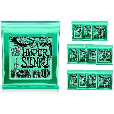 Ernie Ball Hyper Slinky Electric Guitar Strings 12 Pack