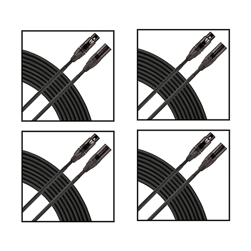 Livewire Elite Quad Microphone Cable 4-Pack 25 ft. Black
