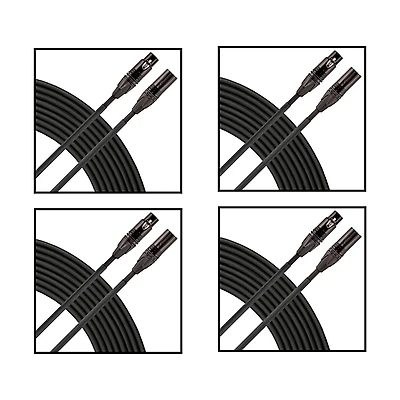 Livewire Elite Quad Microphone Cable 4-Pack 25 ft. Black