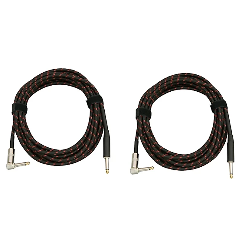 Musician's Gear Tweed Right Angle Instrument Cable 2-Pack