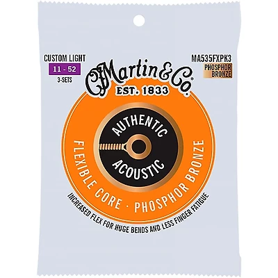 Martin Authentic Acoustic Flexible Core Guitar Strings 3-Pack