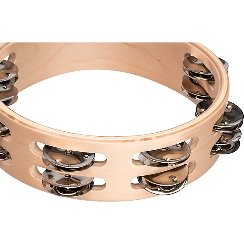 Nino Double Row Wood Tambourine, Natural 8 in.
