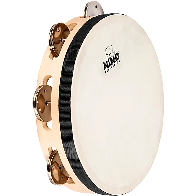 Nino Single Row Headed Wood Tambourine, Natural