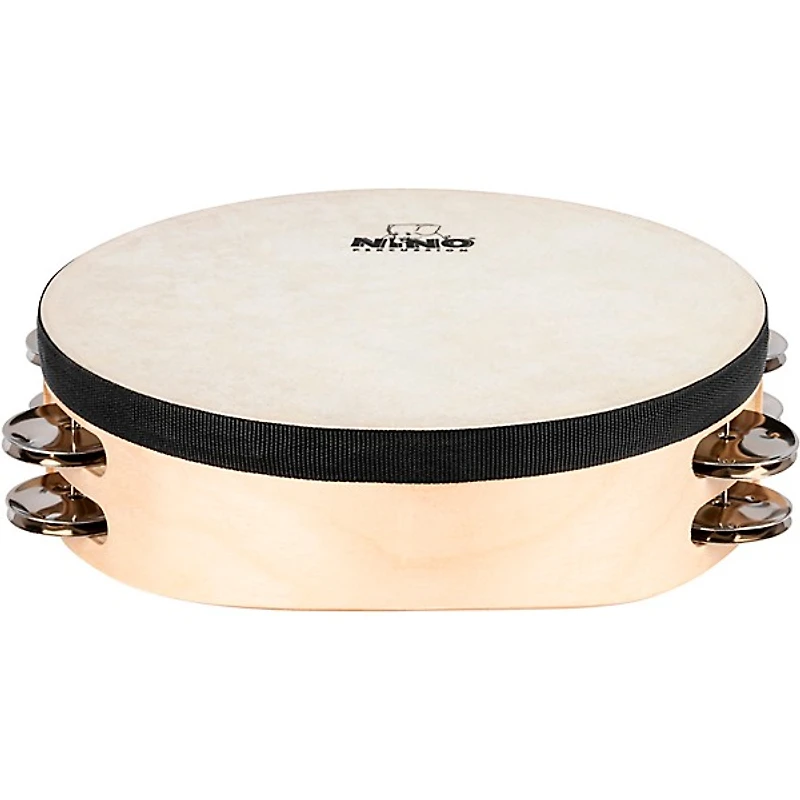 Nino Double Row Headed Wood Tambourine, Natural 8 in.