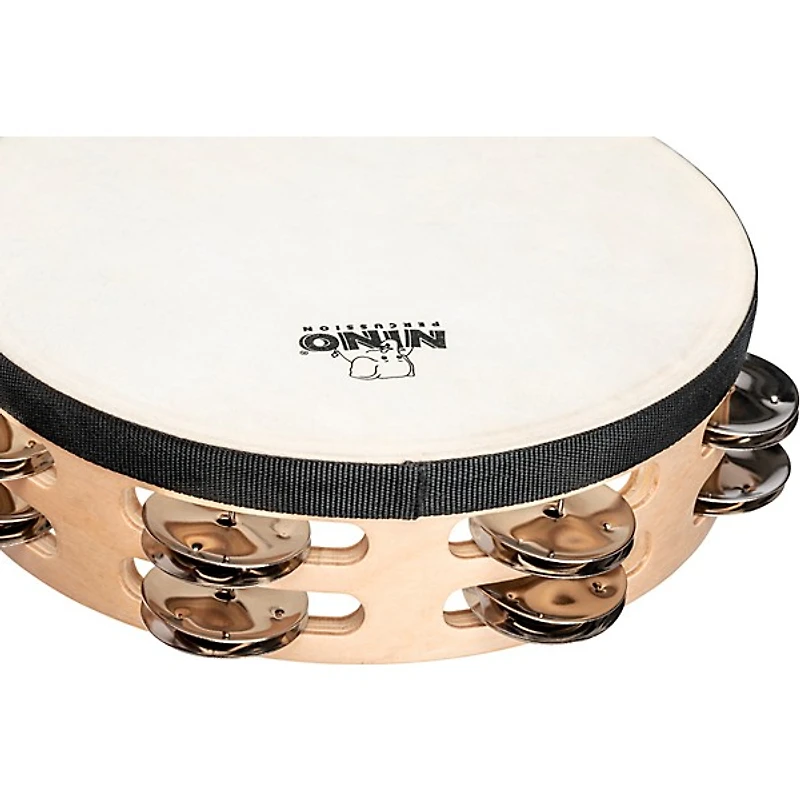 Nino Double Row Headed Wood Tambourine, Natural 8 in.