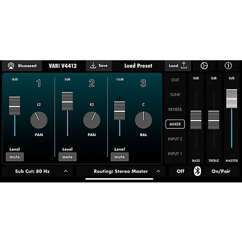 Harbinger VARI V4412 12" 625W Powered 2-Way Loudspeaker With Mixer, FX, App Control, Bluetooth, DSP & Smart Stereo