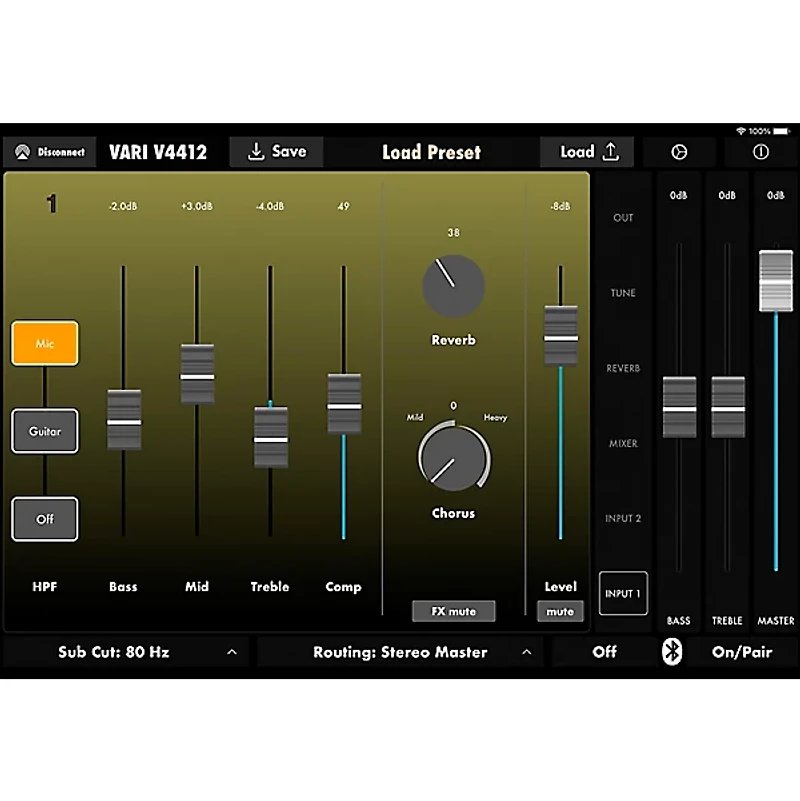 Harbinger VARI V4412 12" 625W Powered 2-Way Loudspeaker With Mixer, FX, App Control, Bluetooth, DSP & Smart Stereo