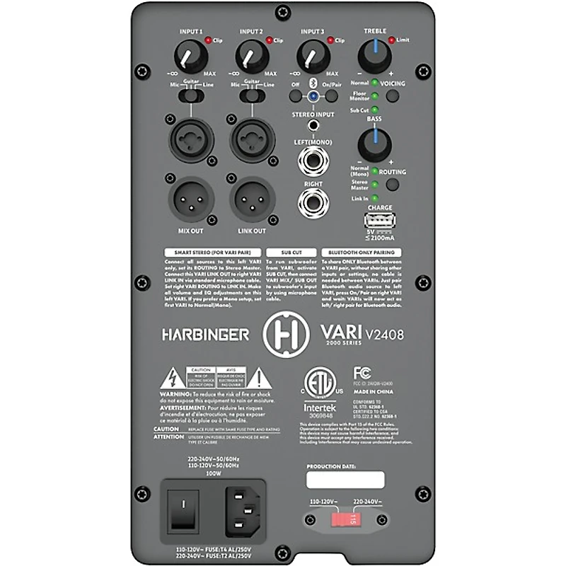 Harbinger VARI V2408 8" 400W 2-Way Powered Loudspeaker - Black