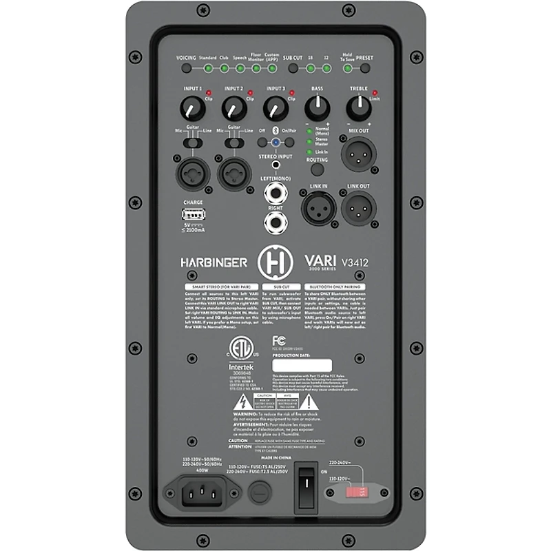 Harbinger VARI V3412 12" 2,000W 2-Way Powered Loudspeaker - Black
