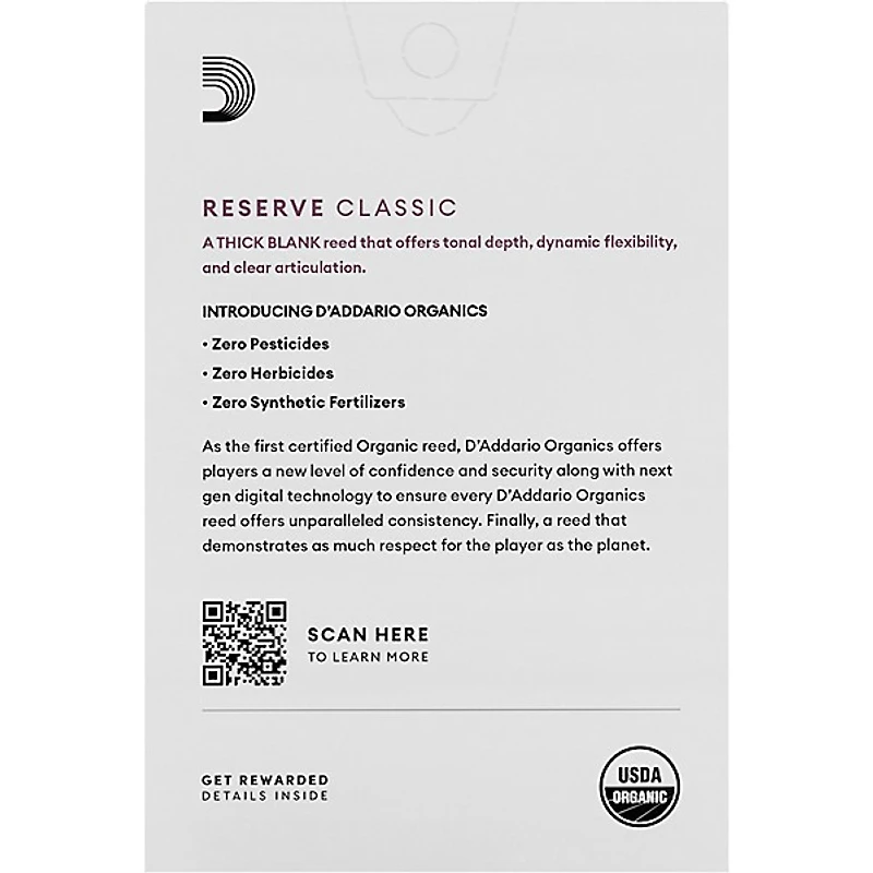 D'Addario Woodwinds Reserve Classic, Bb Clarinet Reed