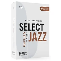 D'Addario Woodwinds Select Jazz Alto Saxophone Unfiled Organic Reeds Box of 10