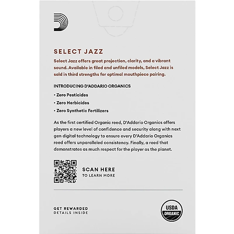 D'Addario Woodwinds Select Jazz, Soprano Saxophone - Unfiled,Box of 10