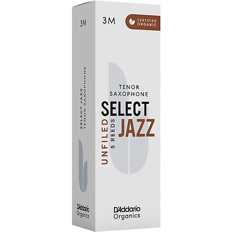 D'Addario Woodwinds Select Jazz, Tenor Saxophone Reeds - Unfiled,Box of 5