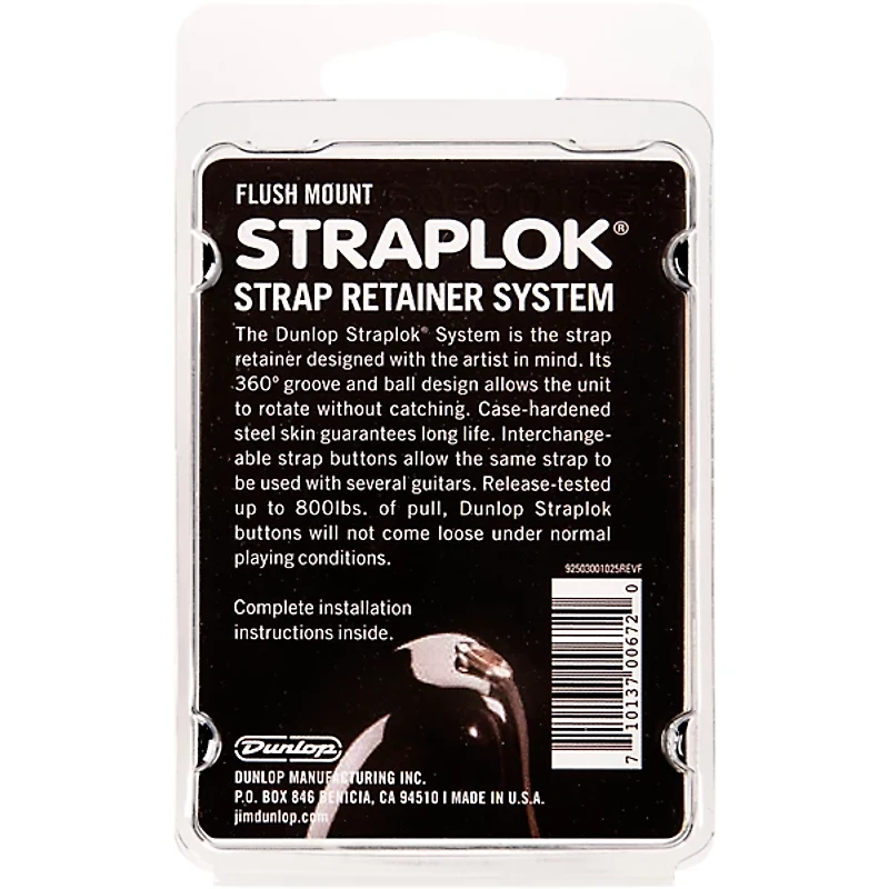 Dunlop Straplok Flush Mount Strap Retainer System Gold