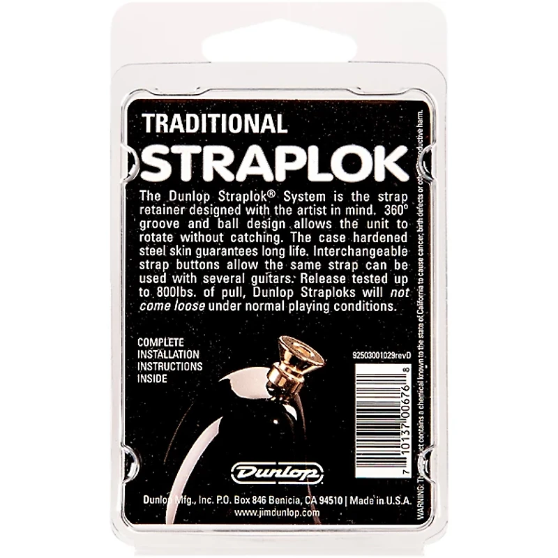 Dunlop Straplok Traditional Strap Retainer System Gold