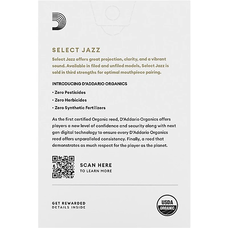 D'Addario Woodwinds Select Jazz, Soprano Saxophone - Filed,Box of 10
