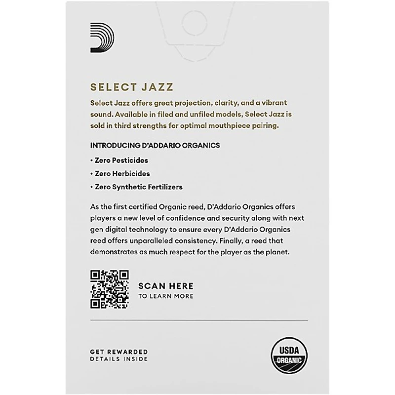 D'Addario Woodwinds Select Jazz, Alto Saxophone - Filed,Box of 10