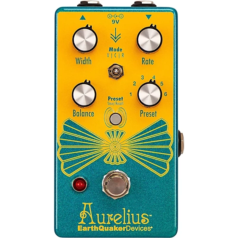 EarthQuaker Devices Aurelius Tri-Voice Chorus Effects Pedal Sparkly Teal and Golden Yellow