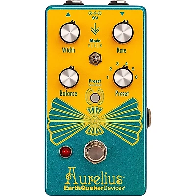 EarthQuaker Devices Aurelius Tri-Voice Chorus Effects Pedal Sparkly Teal and Golden Yellow
