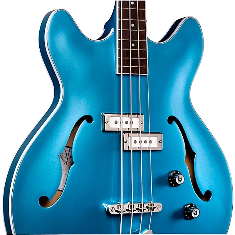Guild Starfire I Bass Semi-Hollow Short Scale Double-Cut Electric Bass Guitar - Pelham Blue