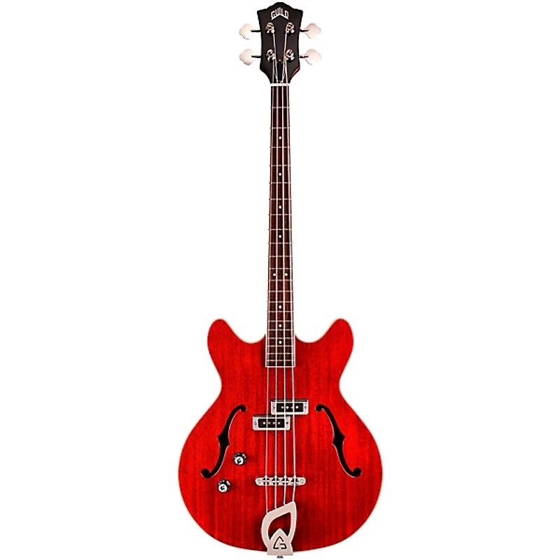 Guild Starfire I Bass Semi-Hollow Short Scale Double-Cut Left-Handed Bass Guitar Cherry Red
