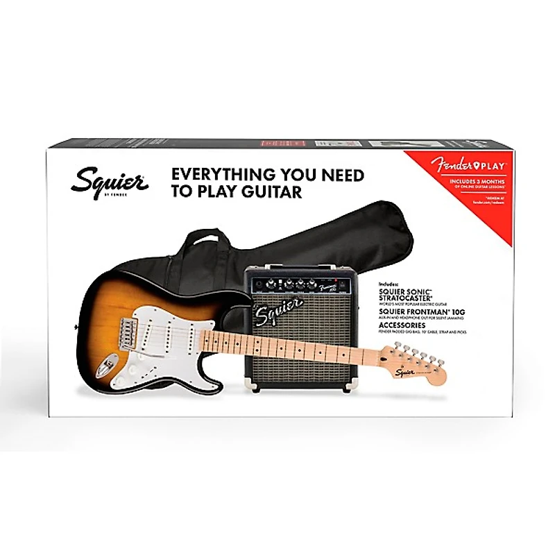Squier Sonic Stratocaster Electric Guitar Pack With Frontman 10G Amp -