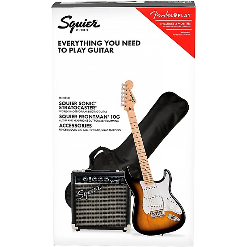 Squier Sonic Stratocaster Electric Guitar Pack With Frontman 10G Amp -