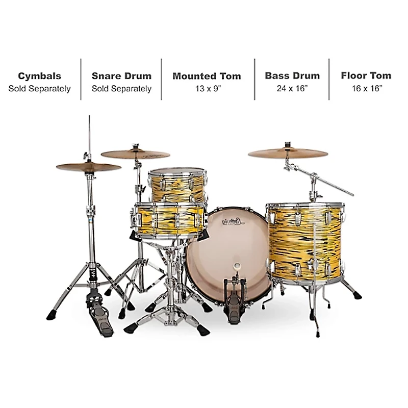 Ludwig Legacy Mahogany 3-Piece Pro Beat Shell Pack With 24" Bass Drum Lemon Oyster