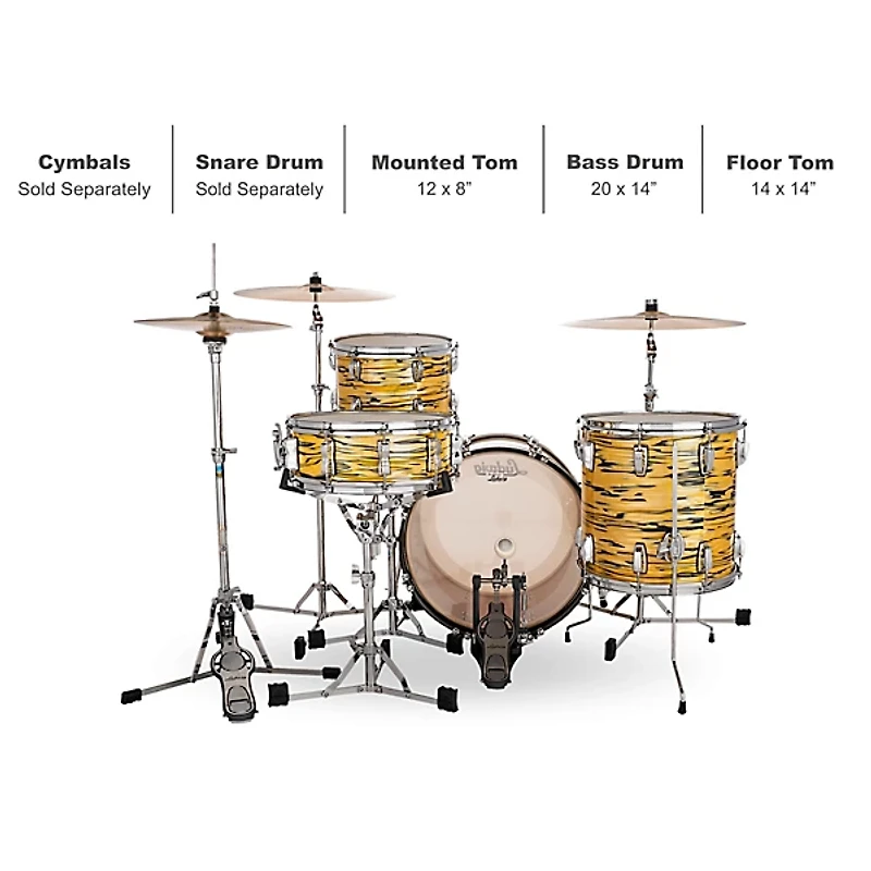 Ludwig Legacy Mahogany 3-Piece Downbeat Shell Pack with 20 in. Bass Drum Lemon Oyster