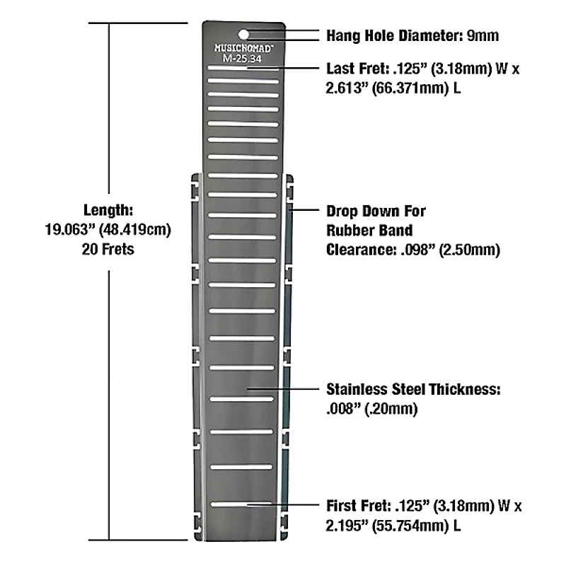 Music Nomad Fret Shield Fretboard Protector Guard for M-25.34" Guitar Fret Scale