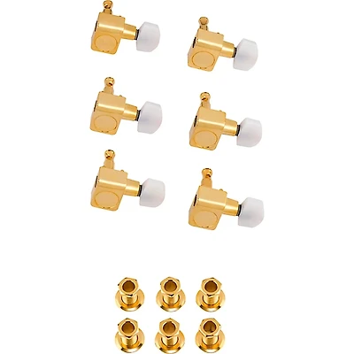 Fender Deluxe Cast/Sealed Guitar Tuning Machines with Pearl Buttons Set Gold 6 String