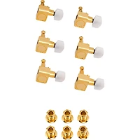 Fender Deluxe Cast/Sealed Guitar Tuning Machines with Pearl Buttons Set Gold 6 String