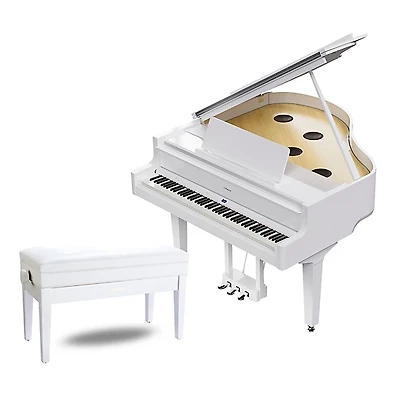 Roland GP-9M Digital Grand Piano With Moving Keys and Bench Polished White
