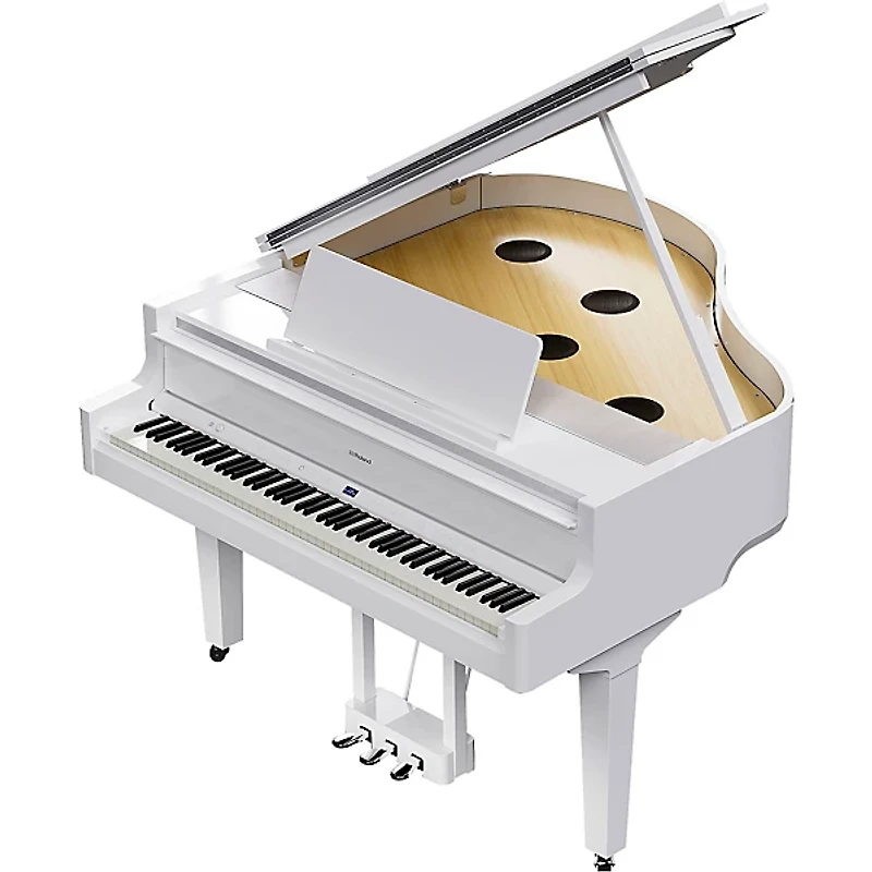 Roland GP-9M Digital Grand Piano With Moving Keys and Bench Polished White