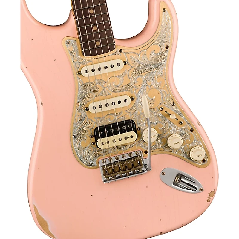 Fender Custom Shop Limited-Edition Tyler Bryant "Pinky" Stratocaster Relic Electric Guitar Aged Shell Pink