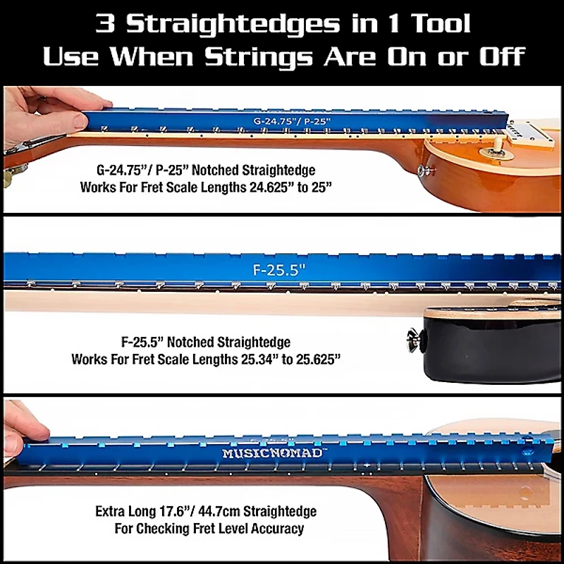 Music Nomad Tri-Beam 3 'n 1 Dual Notched & Precision Straight Edge