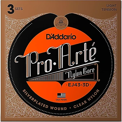 D'Addario EJ43 Pro-Arte Nylon Classical Guitar Strings - Light Tension 3 Sets