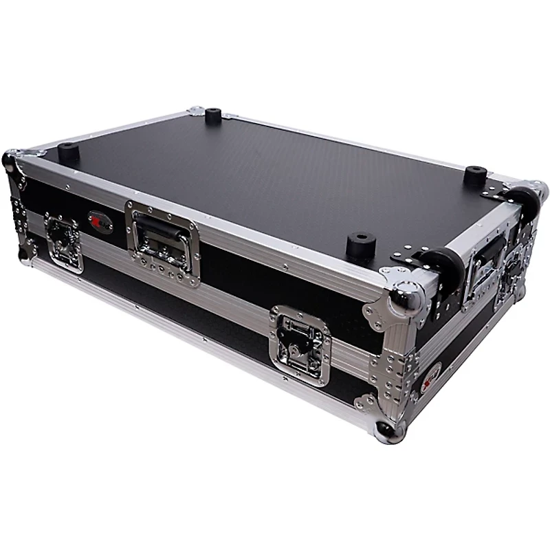 ProX Flight-Style Road Case for Pioneer DDJ-FLX10 or AlphaTheta DDJ-GRV6 DJ Controller With Sliding Laptop Shelf, 1U Rack Space & Wheels Black