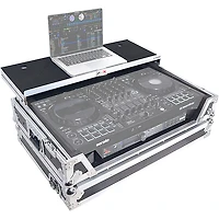 ProX Flight-Style Road Case for Pioneer DDJ-FLX10 or AlphaTheta DDJ-GRV6 DJ Controller With Sliding Laptop Shelf, 1U Rack Space & Wheels Black