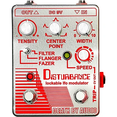 Death By Audio Disturbance Lockable LFO Modulator Filter, Flanger, Fazer Effects Pedal Mirrored Chrome and Red