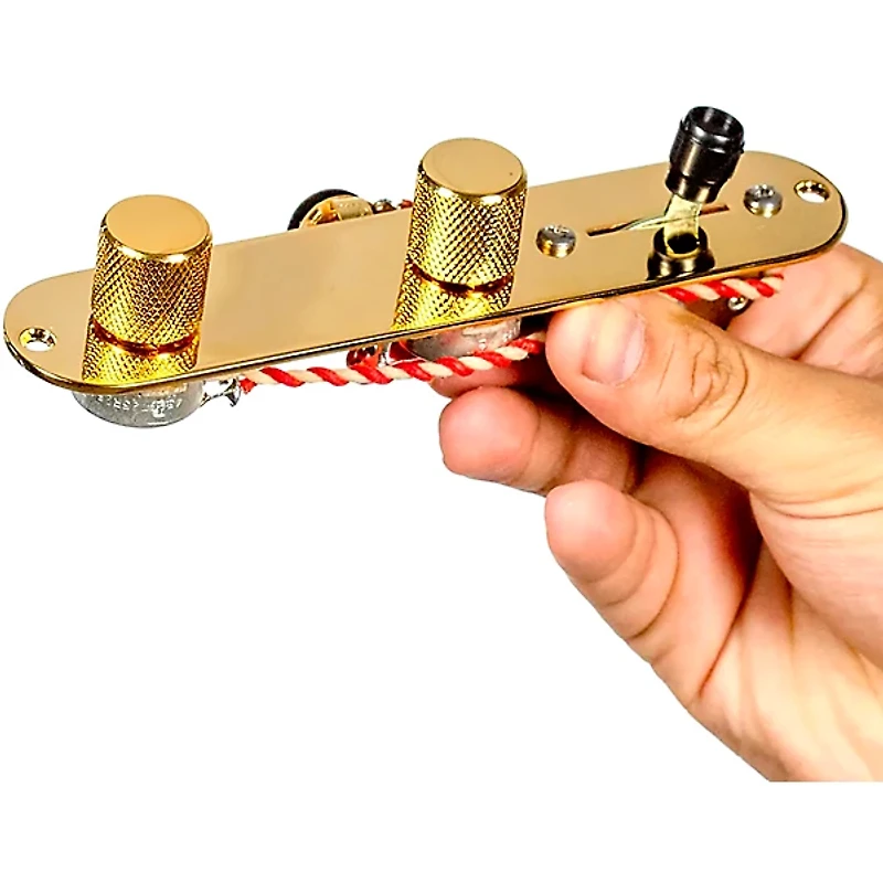 920D Custom T4W-REV-G Upgraded Replacement 4-Way Control Plate for Telecaster Style Guitar - Reverse w/ Volume Forward Gold