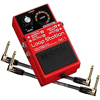 BOSS RC-1 Ultimate Looper Kit With Effects Pedal and Two 6" Patch Cables Red