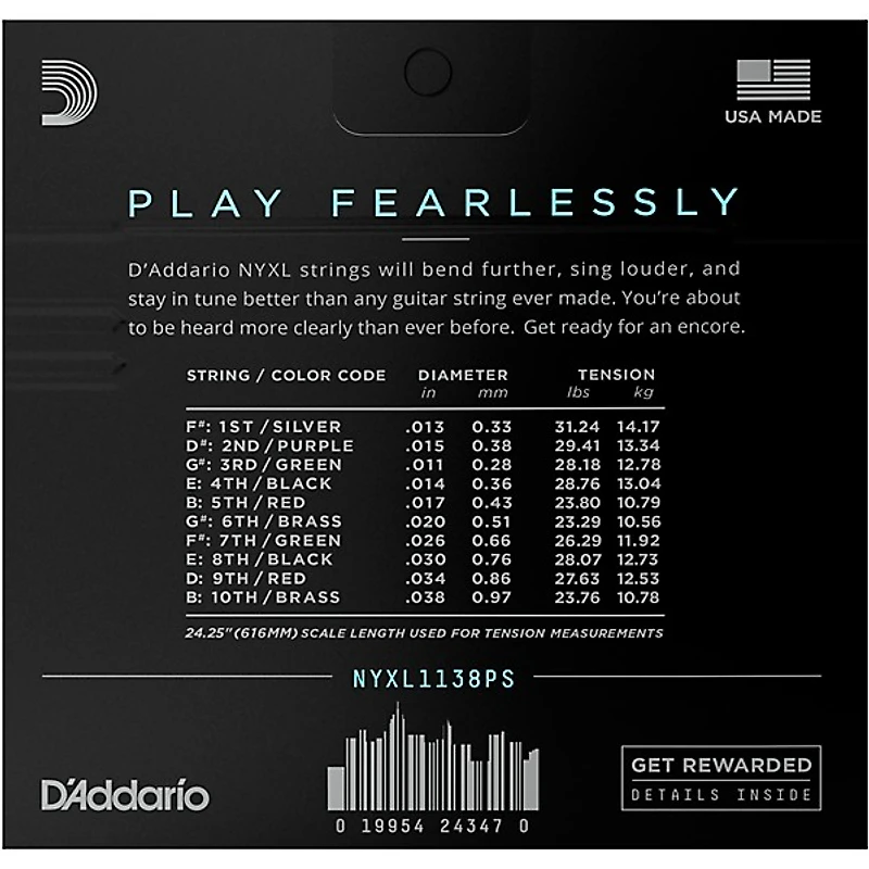 D'Addario NYXL Nickel Wound Electric Guitar Strings for E9 Pedal Steel