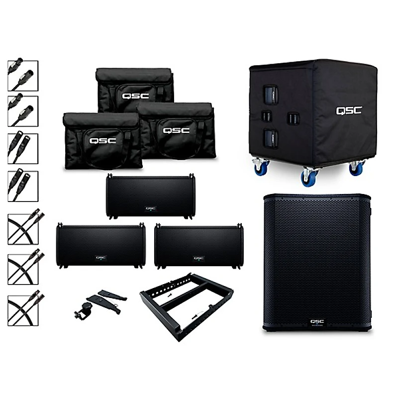 QSC (3) LA108 Ground Stack Active Line Array Speaker Package With KS118 Subwoofer
